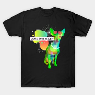 Chihuahua Reality Vaporwave Party Techno Glitch T-Shirt